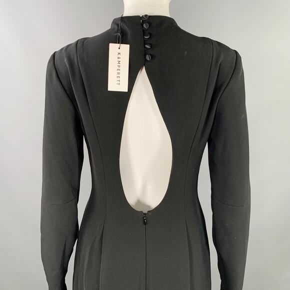 KAMPERETT Size S Arc Black Long Sleeve Keyhole Back Evening Gown - Picture 4 of 5